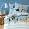 Image de OMYDREAM BLUEY Together Parure de lit Enfant 1 Personne | 100% Coton | Oeko-TEX | Housse de Couette 140x200 cm + Taie d'oreiller 63x63 cm | Imprimé | Bleu