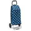 Image de SIDEBAG® Chariot de Course Pliable 2 Roues en Aluminium Caddie Marché Sac Amovible Imperméable Grande Capacité 55L Charge Max 30kg Léger et Compact Fabrication Française Pois Bleu Ciel