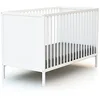 Image de WEBABY - Lit bébé 60x120 Blanc ALBA| 124 x 64,5 x 82 cm | Lit barreaux bois 100% hêtre massif | Sommier réglable 3 hauteurs