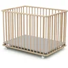 Image de FORMULA BABY Parc bébé en bois brut | robuste & pratique | avec 4 roues orientables & freins | pliage facile | fond réglable sur 3 hauteurs | poids max 15kg | installation rapide sans outil