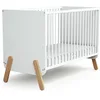 Image de AT4 - Lit bébé en bois 60x120 PIRATE Blanc et Hêtre, sommier à lattes réglable 3 positions