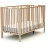 Image de AT4 - Lit bébé Pliant 60x120 Essentiel Hêtre Verni | 124 x 64 x 82 cm | Lit Pliable | Sommier réglable 2 Niveaux intégré au lit (Beige, Lit bébé)