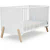 Image de AT4 - Lit bébé évolutif en bois 70 x 140 cm PIRATE Blanc et Hêtre Verni
