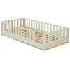 Image de JURABABY - Lit au sol enfant en bois SONHO - 90x190 - Blanc perle | Avec barrière amovible gauche ou droite | Lit enfant avec sommier