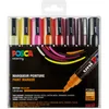 Image de POSCA Mitsubishi Pencil - 8 Marqueurs PC5M - Pointe Conique - Couleurs Chaudes Pointe Moyenne - Marqueurs Peinture à Base d'Eau - Tout Support - Pour Papier, Textile, Verre, Galet, Bois