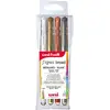 Image de Mitsubishi Pencil - 4 Stylos Rollers Encre Gel - Uni-Ball Signo Broad - Pointe 1 mm - Écriture Large - Roller Créatif pour Carterie et Loisirs Créatifs - Or, Argent, Blanc, Bronze