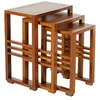 Image de MACABANE Lauren - Set de 3 Tables gigognes rectangulaires Marrons Bois Mindi