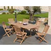 Image de Macabane - Ensemble 1 table rectangulaire extensible + 6 chaises Fun teck - 180/240x100x75 cm OS