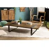 Image de MACABANE Mathis - Table Basse Multi-Planches Marron Bois Massif cerclée métal Gris Anthracite
