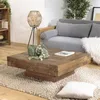 Image de MACABANE Mathis - Table Basse carrée Bois Massif Marron