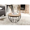 Image de MACABANE SIXTINE - Table Basse Coque Ronde 60x60cm Plateau Teck recyclé piétement métal Noir