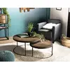 Image de MACABANE SIXTINE - Set de 2 Tables Basses gigognes Rondes Teck recyclé Acacia Mahogany recyclé Pieds métal Noir