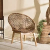 Image de Macabane - Fauteuil dossier arrondi assise en abaca tressé Sixtine bois - 77x78x80 cm OS