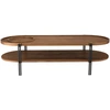 Image de Macabane - Table basse ovale 2 niveaux plateau amovible Sixtine bois/noir - 160x63x45 cm OS