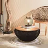 Image de Macabane - Table basse ronde en rotin noir plateau amovible Sixtine bois/noir - D.65x32 cm OS