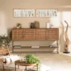 Image de MACABANE SIXTINE - Buffet en Bois de Teck recyclé 4 Portes en Tissage de Bambou