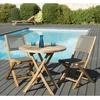 Image de Macabane - Ensemble 1 table ronde pliante + 2 chaises pliantes Fun teck - D.80xH.75 cm OS
