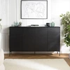 Image de Macabane - Buffet 4 portes 6 étagères pieds Maxendre noir - 187x45x108 cm OS
