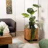 Image de MACABANE Sam - Table d'appoint carrée 38x38cm Bois Suar piètement Noir
