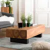 Image de MACABANE Sam - Table Basse poutres 120x60cm Bois Suar Pieds Noirs