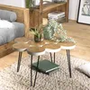 Image de MACABANE Sam - Table Basse Plateau rondelles Bois Teck Pieds épingles