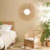 Image de MACABANE Kally - Miroir Rond 100cm modèle Soleil en rotin Couleur Brun Miel