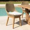 Image de Macabane - 2 Chaises jardin rotin synthétique et coussin bois - 55x62x88 cm OS