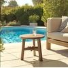Image de Macabane - Table d'appoint de jardin ronde en bois de teck recyclé naturel - D47cm OS