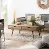 Image de MACABANE Andy - Table Basse Marron Scandi rectangulaire 4 tiroirs Bois Sapin