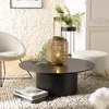 Image de MACABANE DALY - Table Basse Ronde Noire 90x90cm piètement métal