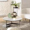Image de MACABANE DALY - Table Basse Ronde 78x78cm Plateau Effet marbre piètement métal