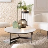 Image de Macabane - Table basse ronde plateau effet marbre Daly noir/blanc - 78x78 cm OS