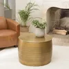 Image de MACABANE Honore - Table Basse alu 60x60cm Couleur Laiton Pied Motifs arabesques