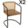 Image de Macabane - 2 Fauteuils en Manguier assise en Cuir dossier arrondi en Rotin rotin/noir - 52x58x77 cm OS