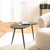 Image de MACABANE James - Table d'appoint ovoïde Plateau texturé Noir Mat Pieds Fer Noir