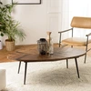 Image de Macabane - Table basse ovale plateau chevrons Kiara bois - 135x70x40 cm OS