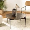 Image de MACABANE Kiara - Table Basse Ronde 80x80cm Bois recyclé Pieds métal