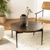 Image de Macabane - Table basse ronde bois recyclé pieds métal Kiara bois - 80x80x40 cm OS