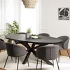 Image de MACABANE Basile - Table à Manger 220x110cm Plateau Noir Effet Pierre