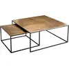 Image de MACABANE Johan - Set de 2 Tables gigognes carrées Aluminium doré - Pieds métal Noir