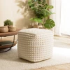 Image de Macabane - Pouf carré en Laine texturée Sacha ivoire - 50x50x46 cm OS