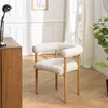Image de MACABANE Gaston - Chaise en Tissu écru, Dossier Arrondi et Pieds en Bois Naturel