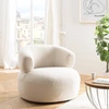 Image de Macabane - Fauteuil en tissu bouclette assise arrondie écru - 85x83x74 cm OS