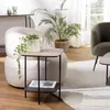 Image de MACABANE Julia - Table d'appoint 2 Plateaux bi-matière Mocha/Noir Pieds métal