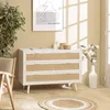 Image de MACABANE SMANDY - Commode Blanche 3 tiroirs cannage Naturel