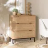 Image de Marceau - Commode 3 tiroirs cannage Naturel Pieds métal Noir