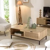 Image de Macabane - Table basse 1 niche 2 tiroirs rotin Marceau - 120x60x42 cm OS