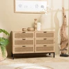 Image de Macabane - Commode 6 tiroirs cannage pieds métal marceau naturel - 120x40x75.5 cm OS