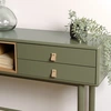 Image de Macabane - Console verte 3 tiroirs et 1 niche en bois naturel OS
