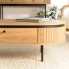 Image de Macabane - Table basse arrondie couleur naturelle 2 tiroirs OS